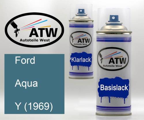 Ford, Aqua, Y (1969): 400ml Sprühdose + 400ml Klarlack - Set, von ATW Autoteile West.